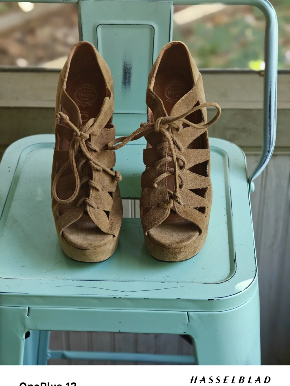 Jeffrey Campbell Tan and Black Suede Lace-Up Wedge Sandals
